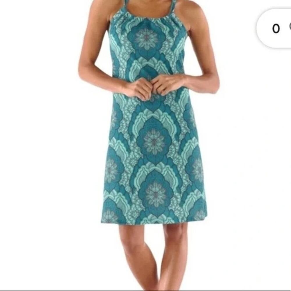 PrAna Women's Blue & Green Quinn Breathe Racerback Halter Neck Dress Size S